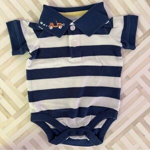 GAP Baby Blue Striped Polo Bodysuit, 3-6mo